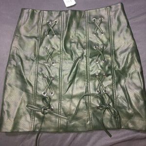 Olive green skirt with two tie down the front